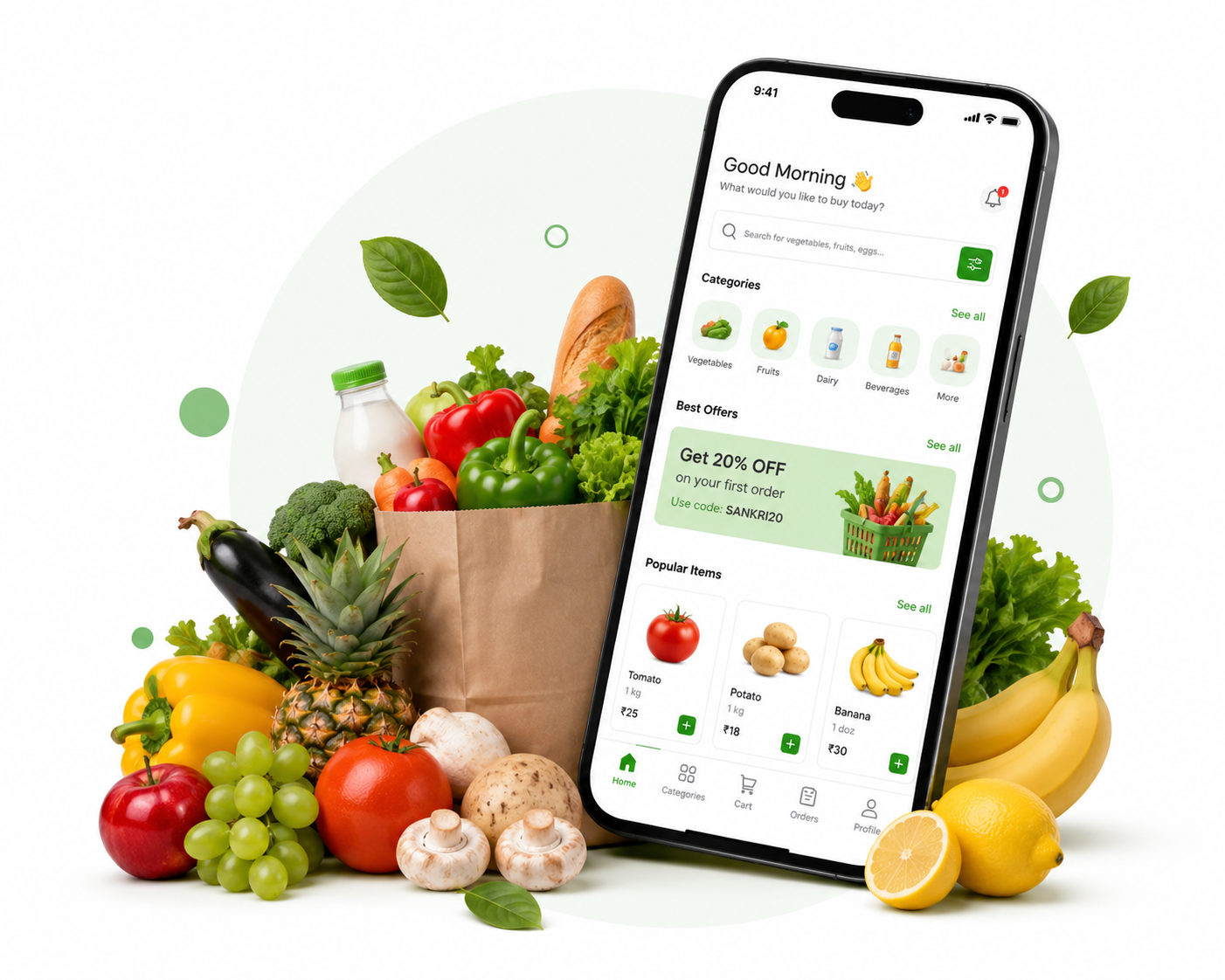 Groceries delivered to your phone